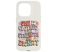 She Is Clothed With Strength and Dignity Retro Christian Art Case for iPhone 15 Pro