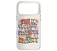 She Is Clothed With Strength and Dignity Retro Christian Art Case for iPhone 17 Pro Max