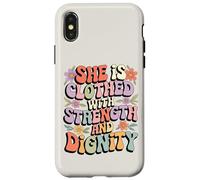 She Is Clothed With Strength and Dignity Retro Christian Art Case for iPhone X/XS