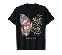 She is Clothed with Strength & Dignity Bible Proverbs 31:25 Value Graphic T-Shirt, Men, Black, XL