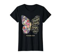 She is Clothed with Strength & Dignity Bible Proverbs 31:25 Value Graphic T-Shirt, Women, Black, L