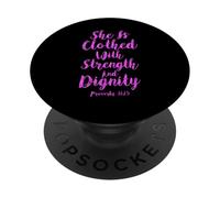 She Is Clothed With Strength Dignity Scripture Bible Verse PopSockets Adhesive PopGrip