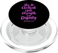 She Is Clothed With Strength Dignity Scripture Bible Verse PopSockets PopGrip for MagSafe