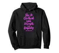 She Is Clothed With Strength Dignity Scripture Bible Verse Pullover Hoodie