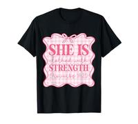 She Is Clothed With Strength Girly Bible Verse Christian T-Shirt