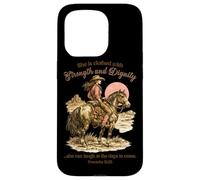 She Is Clothed With Strength Proverbs 31:25 Christian Cowboy Case for iPhone 15 Pro