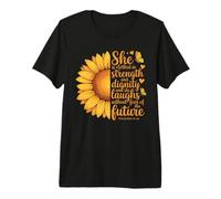 She is Clothed with Strength Proverbs 31 Christian Sunflower Premium T-Shirt