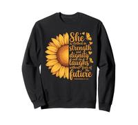 She Is Clothed With Strength Proverbs 31 Christian Sunflower Sweatshirt