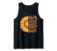She is Clothed with Strength Proverbs 31 Christian Sunflower Tank Top
