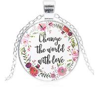 She Is Dressed With Strength And Dignity Necklace Proverbs Quote Colorful Pattern Round Pendant Necklace Fashion
