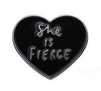 She is Fierce Brooch Pin Black Heart Enamel Pins Backpack Clothes Collar Brooch Lapel Badges Shakespeare Quotes Backpack Hat Collar Badges Feminist Lapel Pins Jewelry Gift for Friends