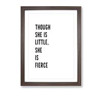 She Is Fierce Typography Quote Framed Print | A2 Walnut Framed Wall Art | Ready to Hang | Modern Positive Affirmations Picture | Living Room Bedroom Lounge Office