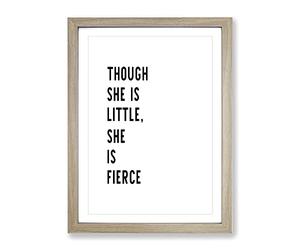She Is Fierce Typography Quote Framed Print | A4 Oak Framed Wall Art | Ready to Hang | Modern Positive Affirmations Picture | Living Room Bedroom Lounge Office