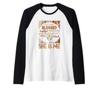 She is Me Strong Educated Black History Confident Blessed Raglan Baseball Tee