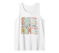 She is Mom Cute Floral Christian Bible Verses Mother's Day Tank Top