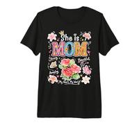 She is Mom Floral Cute Mama Mother’s Day Flower Graphic Premium T-Shirt