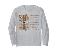She is Mom Leopard Floral Bible Verse Scripture Long Sleeve T-Shirt