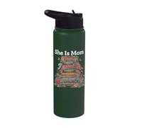 She is Mom Strong Beautiful Capable Christian Mom Faith Stainless Steel Insulated Water Bottle