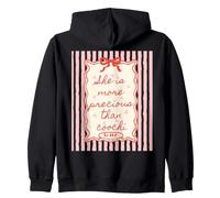 She Is More Precious Than Coochi Sis 24:7 Bows Stripes Zip Hoodie