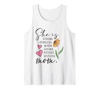 She Is Strong Fearless Warm Loving Patient Selfless Mom Tank Top