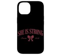 She Is Strong Proverbs 31:25 Christian Inspirational Worship Case for iPhone 14