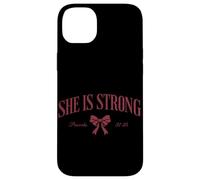 She Is Strong Proverbs 31:25 Christian Inspirational Worship Case for iPhone 14 Plus