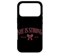 She Is Strong Proverbs 31:25 Christian Inspirational Worship Case for iPhone 17 Pro