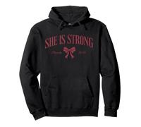 She Is Strong Proverbs 31:25 Christian Inspirational Worship Pullover Hoodie