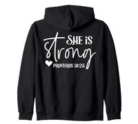 She is Strong Proverbs 31:25 Empowering Women Design Zip Hoodie