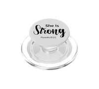 She Is Strong Proverbs 31:25 Faith Christian PopSockets PopGrip for MagSafe