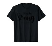 She is Strong Proverbs 31:25 Faith Christian Value Graphic T-Shirt, Men, Black, M