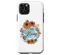 She Is Strong Proverbs 31:25 Floral Art Case for iPhone 11 Pro