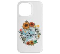 She Is Strong Proverbs 31:25 Floral Art Case for iPhone 14 Pro Max