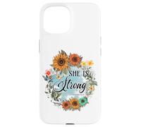 She Is Strong Proverbs 31:25 Floral Art Case for iPhone 15