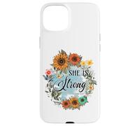 She Is Strong Proverbs 31:25 Floral Art Case for iPhone 15 Plus