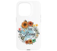 She Is Strong Proverbs 31:25 Floral Art Case for iPhone 15 Pro