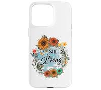 She Is Strong Proverbs 31:25 Floral Art Case for iPhone 15 Pro Max