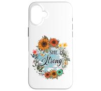 She Is Strong Proverbs 31:25 Floral Art Case for iPhone 16 Plus
