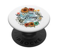 She Is Strong Proverbs 31:25 Floral Art PopSockets Adhesive PopGrip
