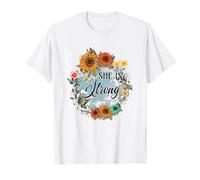 She Is Strong Proverbs 31:25 Floral Art T-Shirt