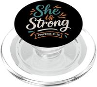 She Is Strong Proverbs 31 25 - Vintage Bible Verse Christian PopSockets PopGrip for MagSafe