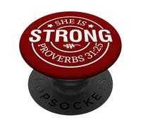 She is strong proverbs God Christian men women christ PopSockets Adhesive PopGrip