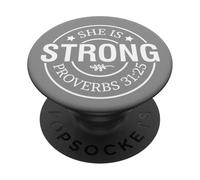 She is strong proverbs God Christian men women christ PopSockets Adhesive PopGrip
