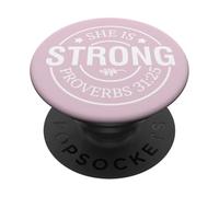 She is strong proverbs God Christian men women christ PopSockets Adhesive PopGrip