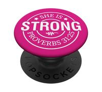 She is strong proverbs God Christian men women christ PopSockets Adhesive PopGrip