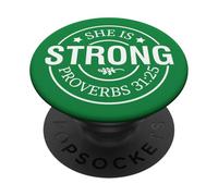 She is strong proverbs God Christian men women christ PopSockets Adhesive PopGrip