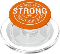 She is strong proverbs God Christian men women christ PopSockets PopGrip for MagSafe