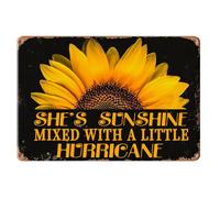 She is Sunshine Mixed With A Little Hurricane Antique Tin Sign Retro Sunflower Wall Decor Tin Painting for Home Bar Pub Club Cafe Room Garage Man Cave 8x12 inch inch