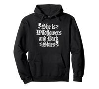 She Is Wildflowers And Dark Skies - Women Nature Garden Pullover Hoodie