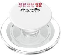 She Is Worthy Proverbs 31 Bow Emblem PopSockets PopGrip for MagSafe